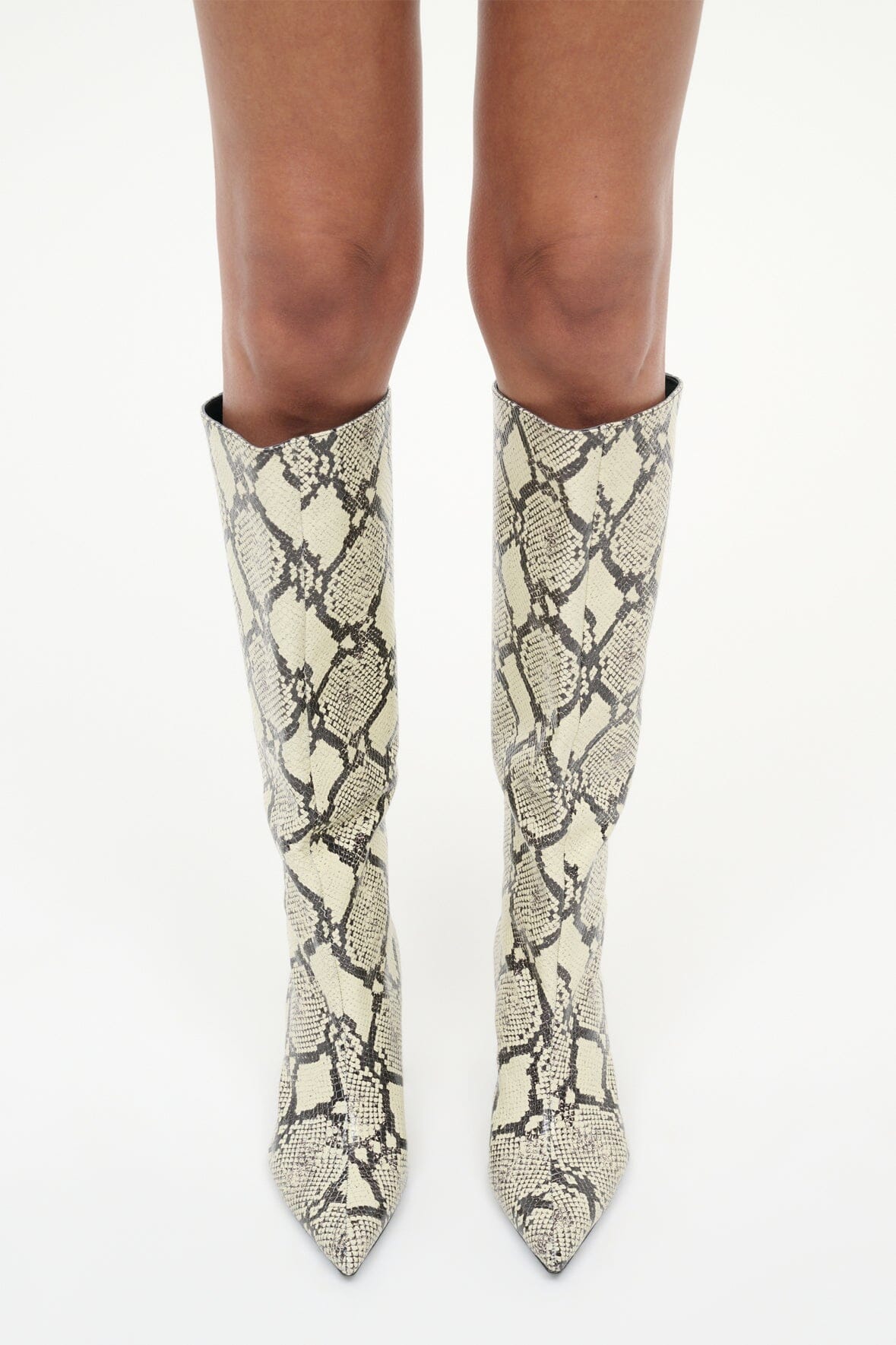 STAUD | Sebastian High Heel Boot White Snake