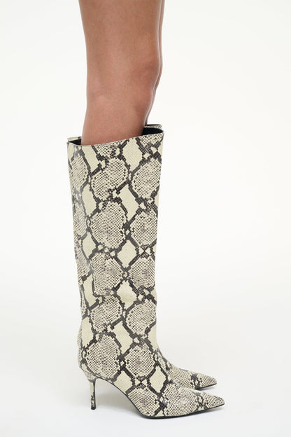 STAUD | Sebastian High Heel Boot White Snake