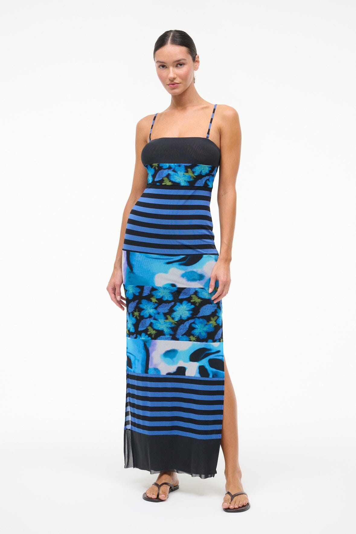 STAUD | Leona Mesh Dress Blue Haze Multi