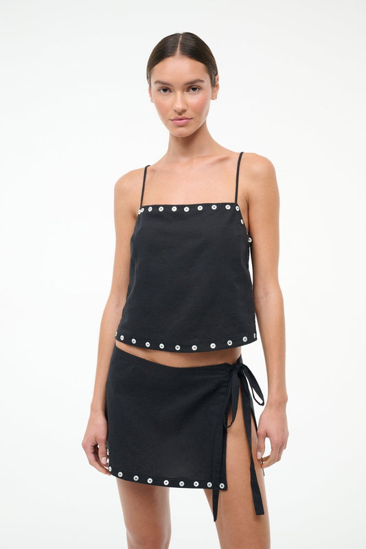 STAUD | Kirra Linen Tank Black