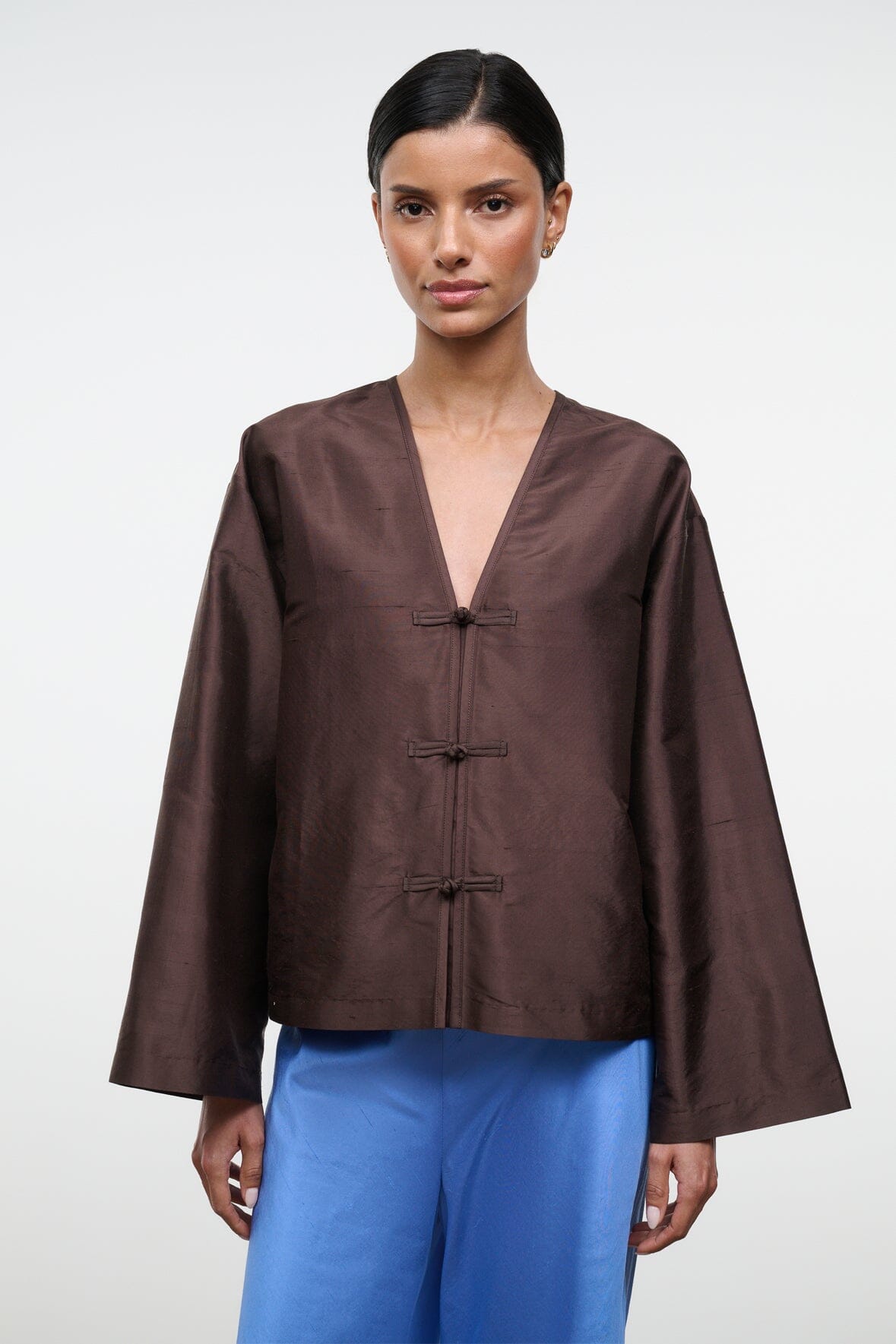 STAUD | Vito Silk Top Earth