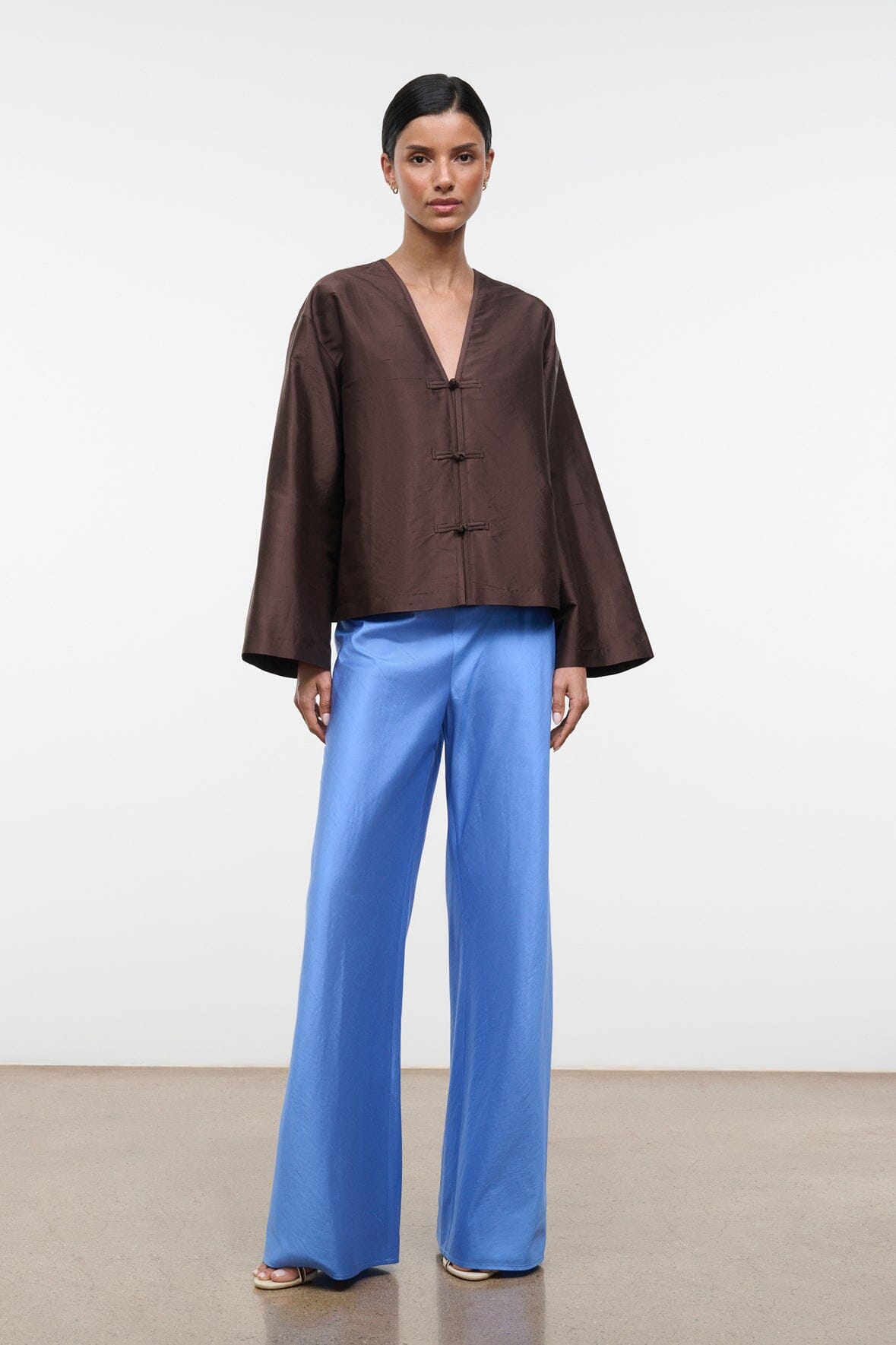 STAUD | Vito Silk Top Earth