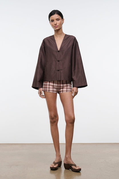 STAUD | Vito Silk Top Earth