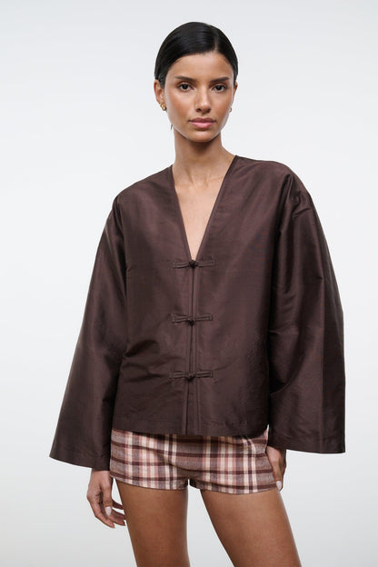 STAUD | Vito Silk Top Earth