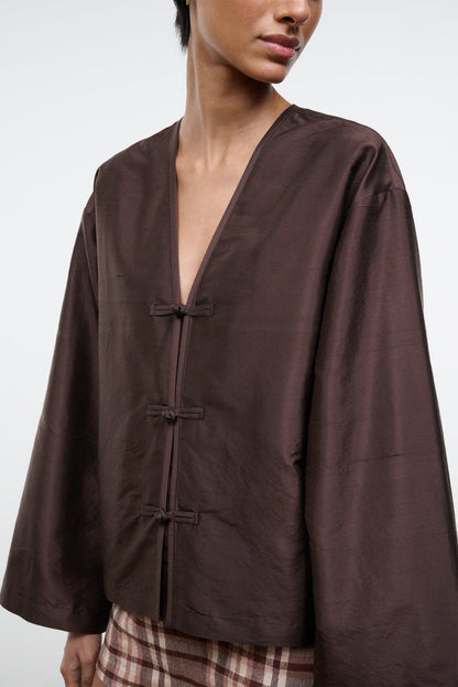STAUD | Vito Silk Top Earth