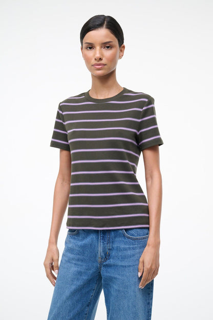 STAUD | Weekend Crew Tee Pine Stripe