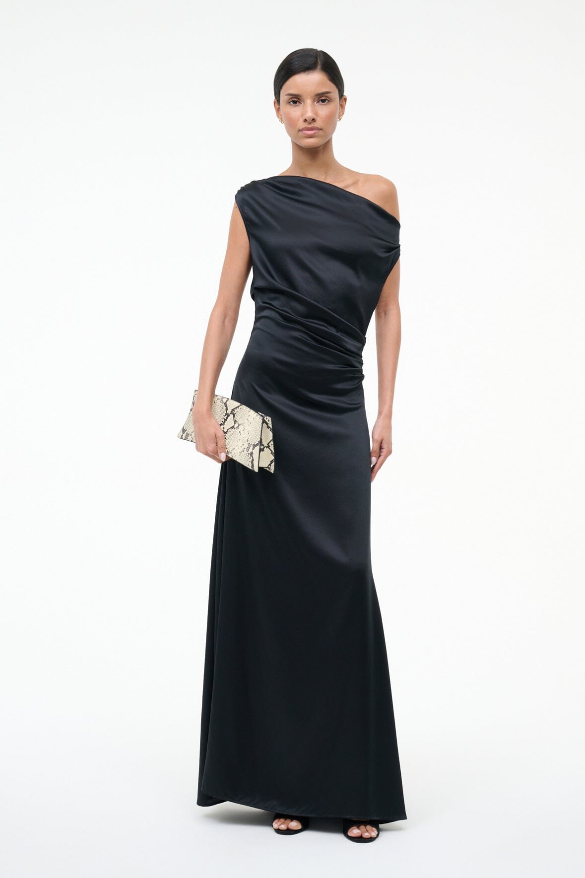STAUD | Maxi Phare Silk Dress Black