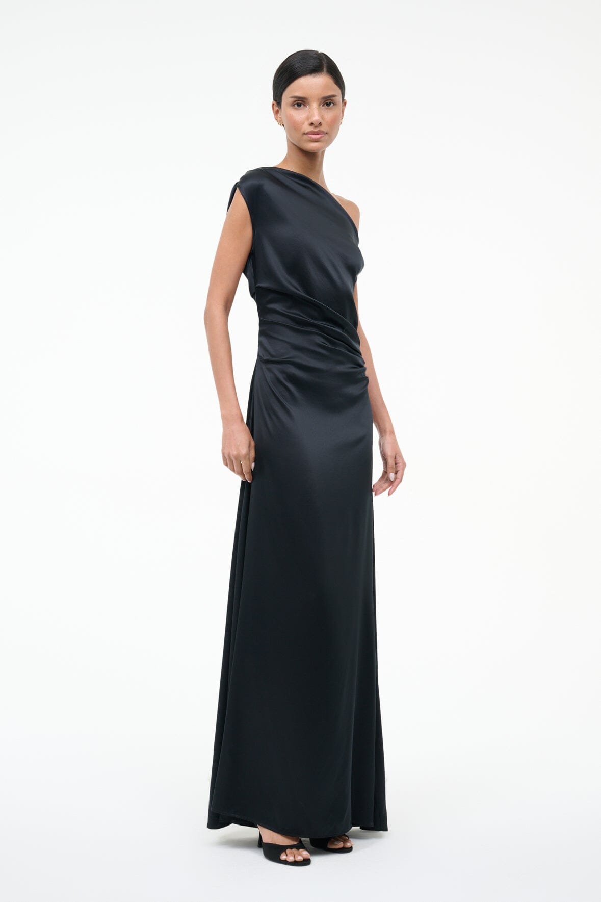 STAUD | Maxi Phare Silk Dress Black