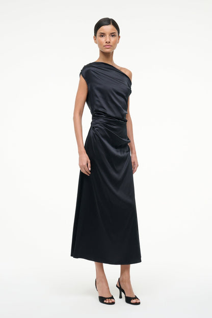 STAUD | Phare Silk Dress Black
