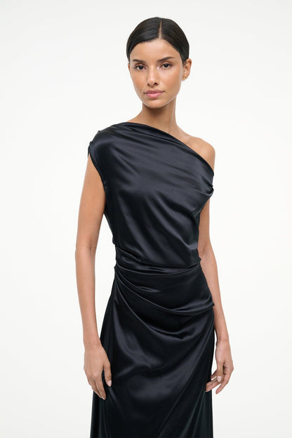 STAUD | Phare Silk Dress Black