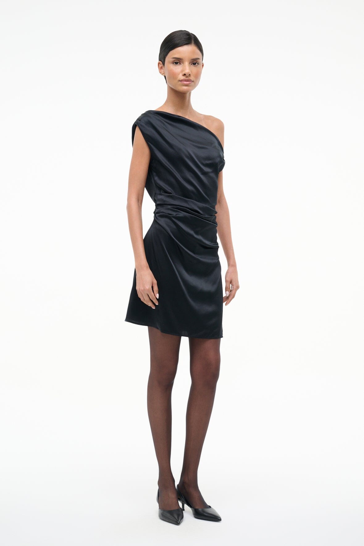 STAUD | Mini Phare Silk Dress Black