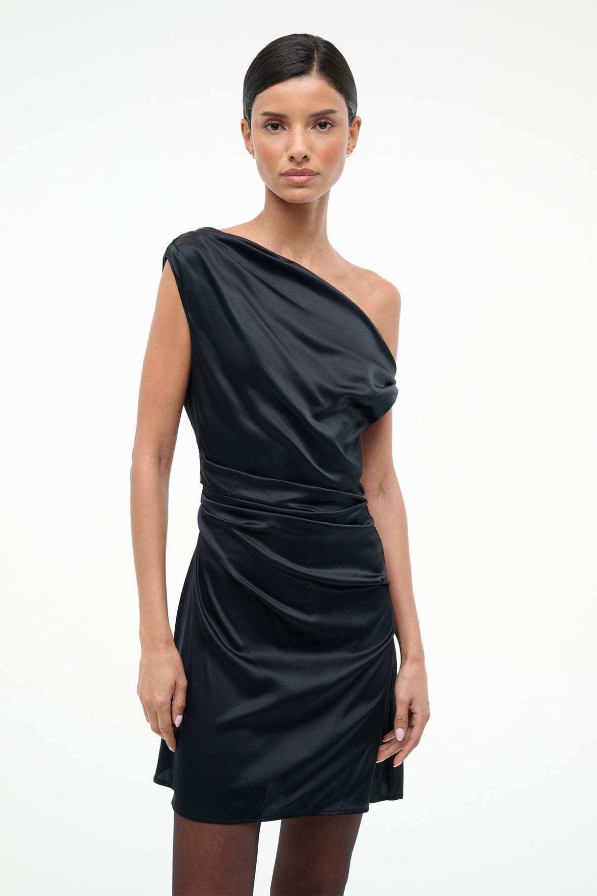 STAUD | Mini Phare Silk Dress Black