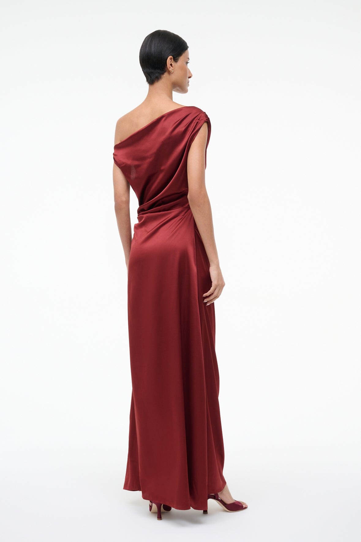 STAUD | Maxi Phare Silk Dress Sangria