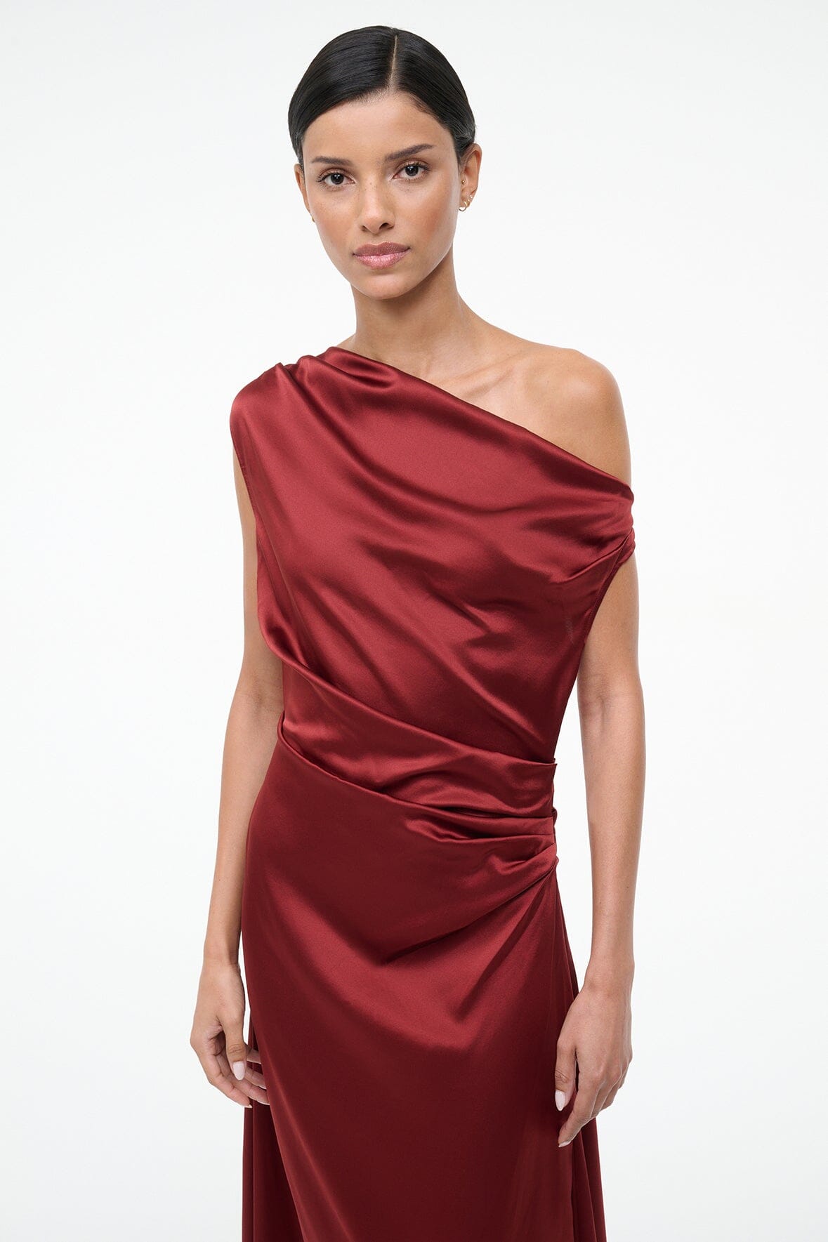 STAUD | Maxi Phare Silk Dress Sangria