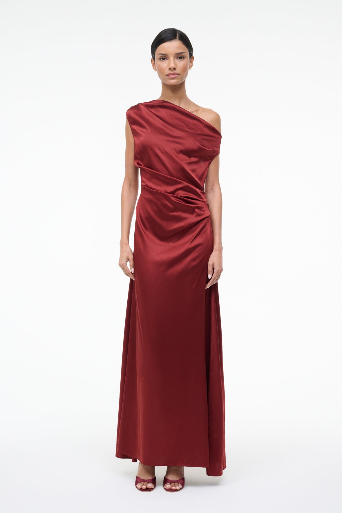 STAUD | Maxi Phare Silk Dress Sangria