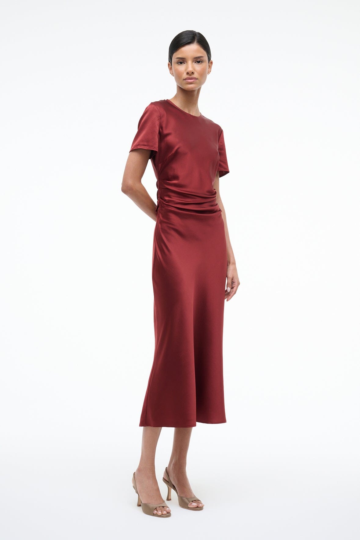 STAUD | Marcel Silk Dress Sangria