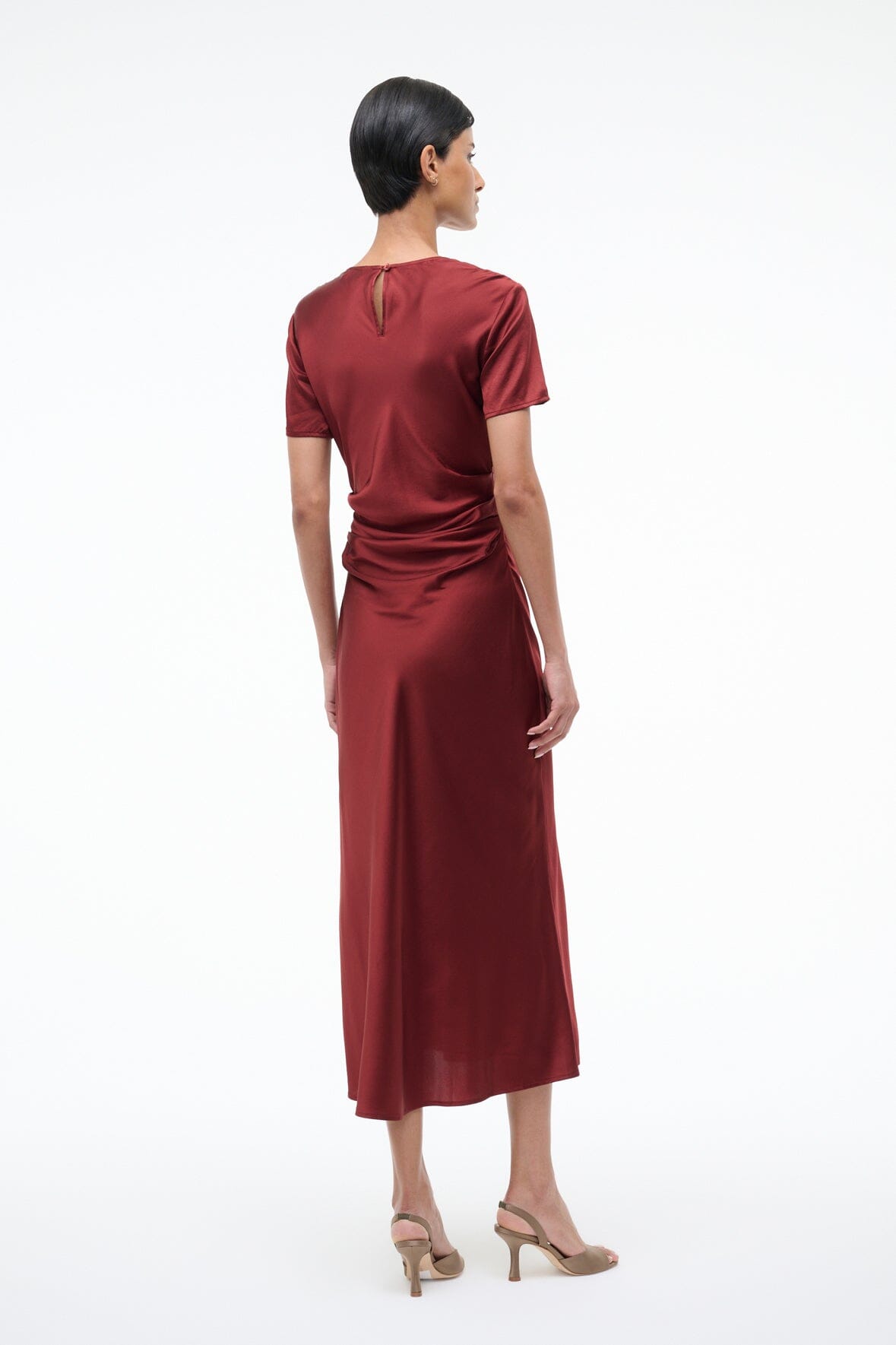STAUD | Marcel Silk Dress Sangria