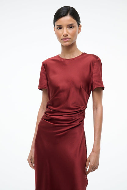 STAUD | Marcel Silk Dress Sangria