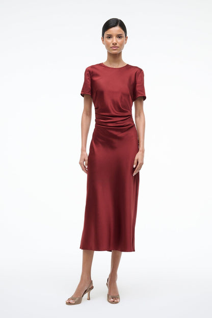 STAUD | Marcel Silk Dress Sangria
