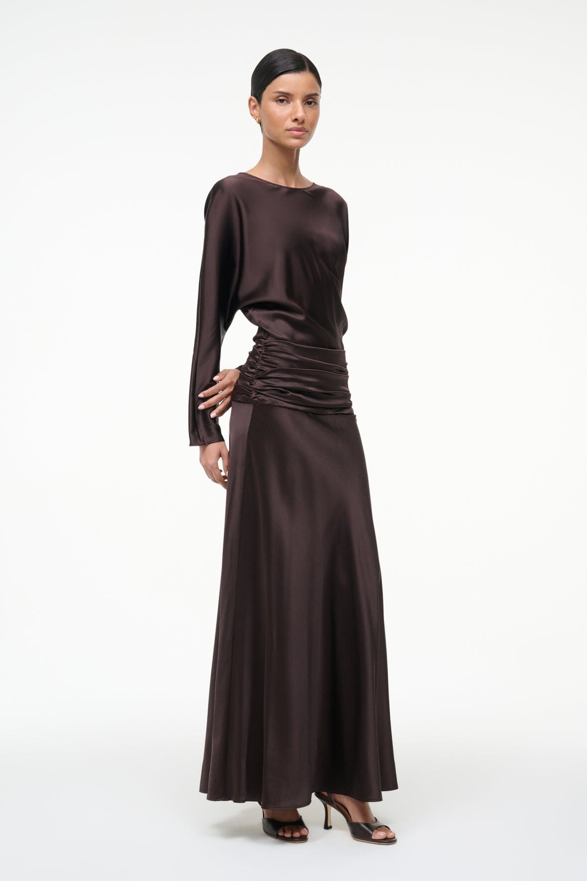 STAUD | Freda Silk Dress Earth