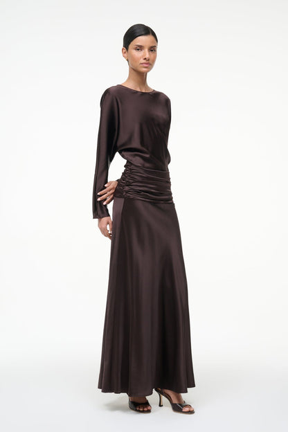 STAUD | Freda Silk Dress Earth