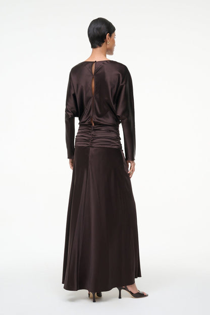 STAUD | Freda Silk Dress Earth