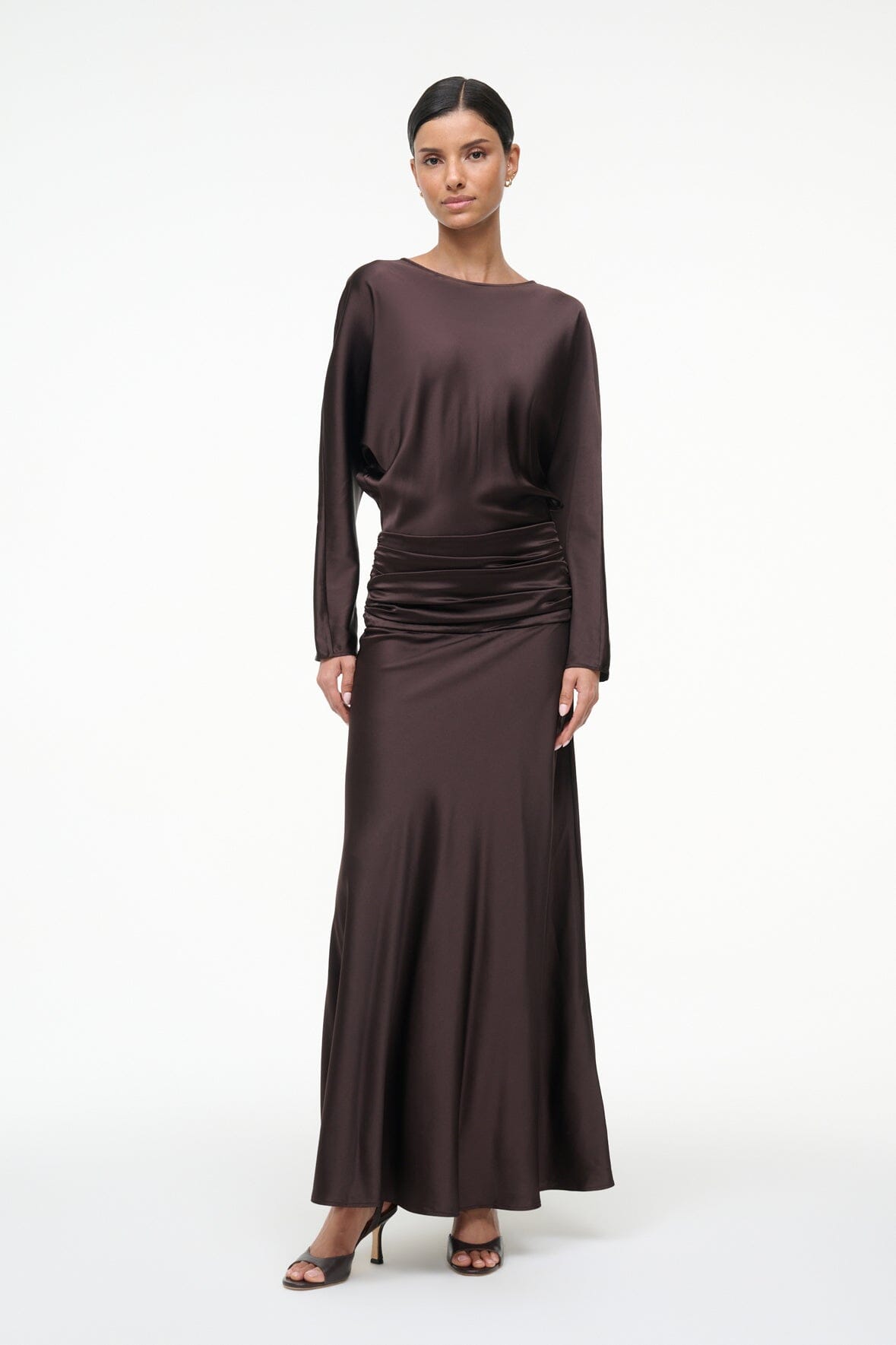 STAUD | Freda Silk Dress Earth