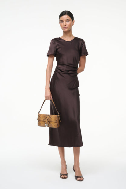 STAUD | Marcel Silk Dress Earth