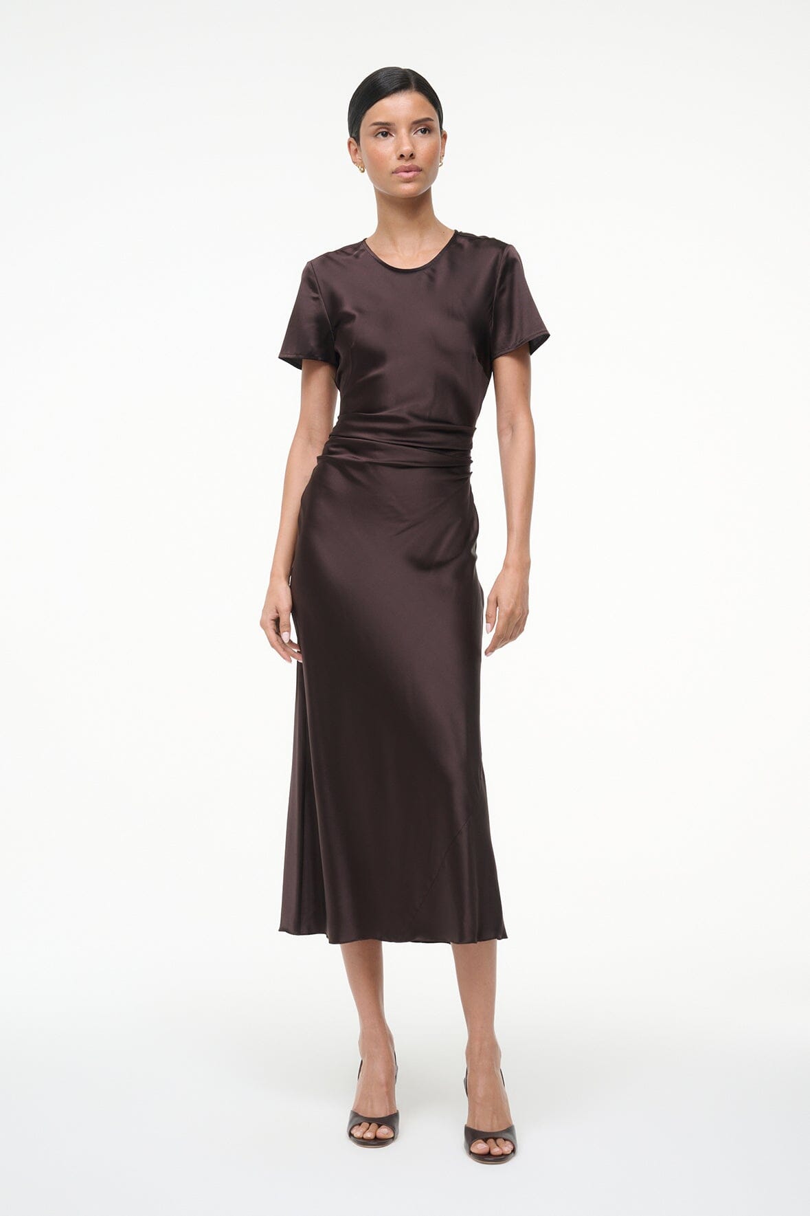 STAUD | Marcel Silk Dress Earth