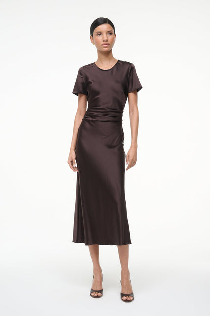STAUD | Marcel Silk Dress Earth