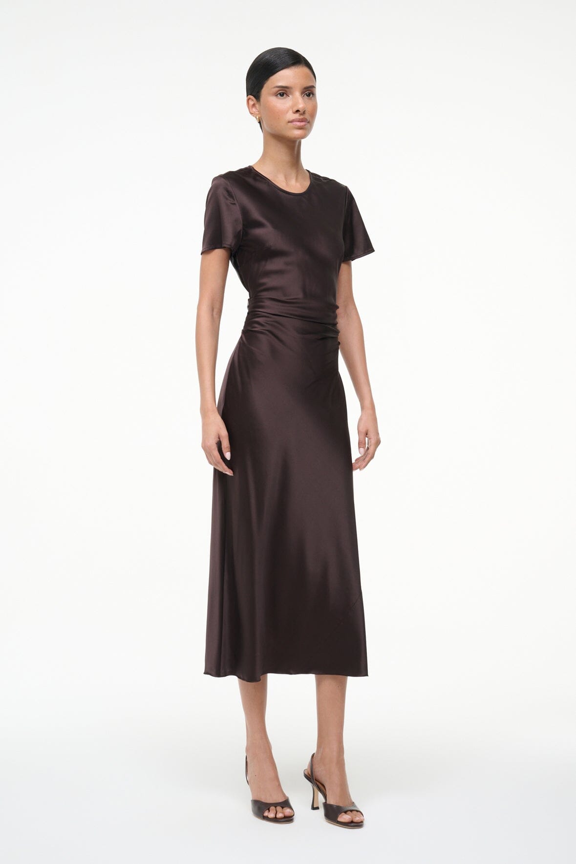 STAUD | Marcel Silk Dress Earth