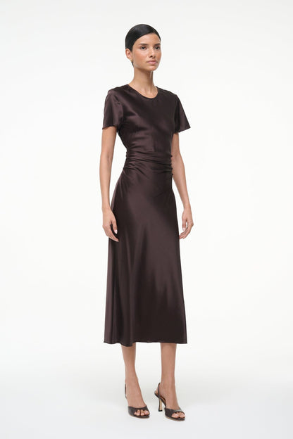 STAUD | Marcel Silk Dress Earth