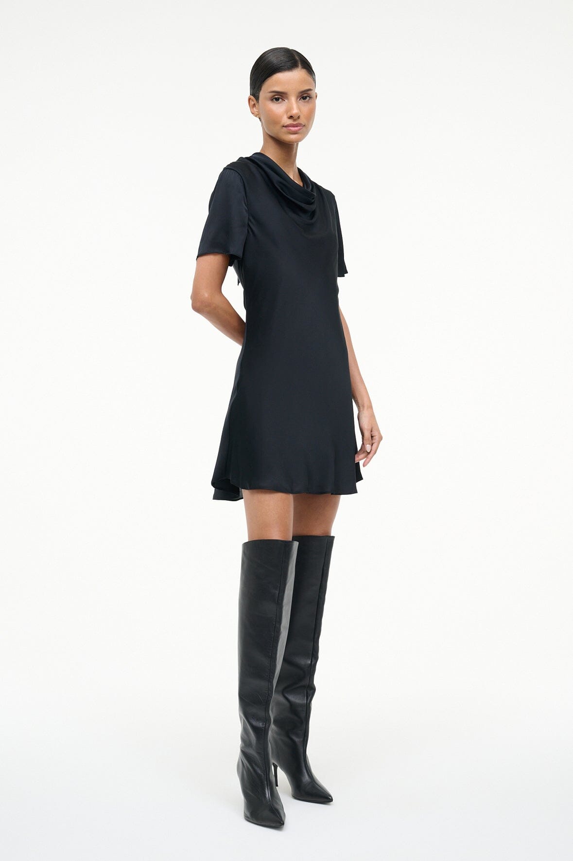 STAUD | Iris Silk Dress Black