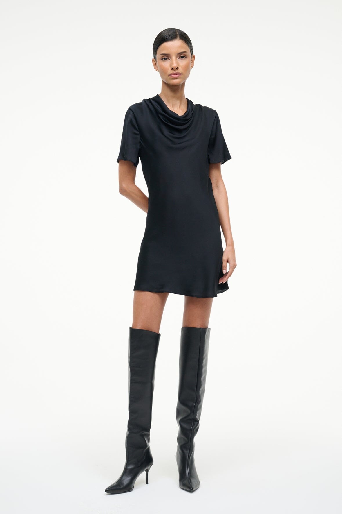 STAUD | Iris Silk Dress Black