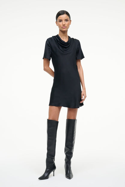 STAUD | Iris Silk Dress Black