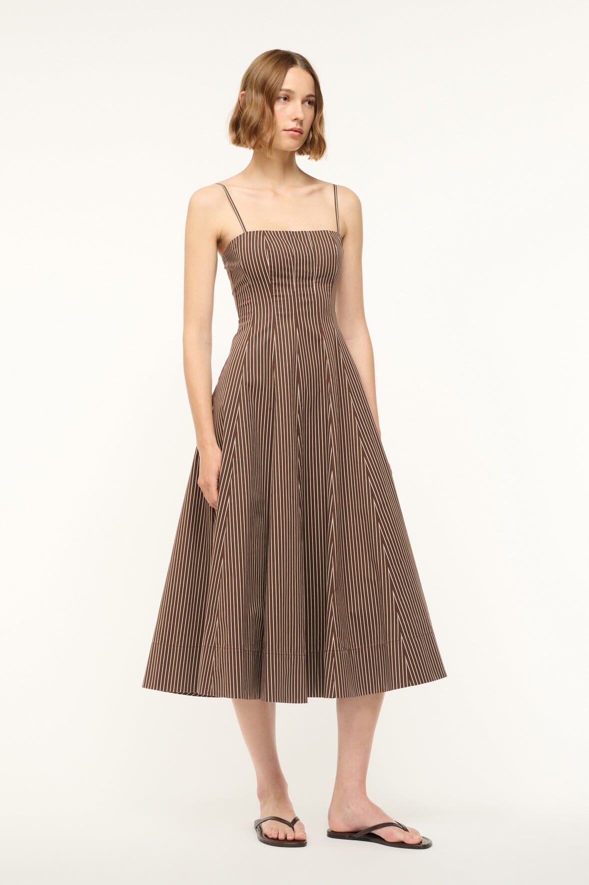 STAUD | Wylie Dress Dark Oak Micro Stripe