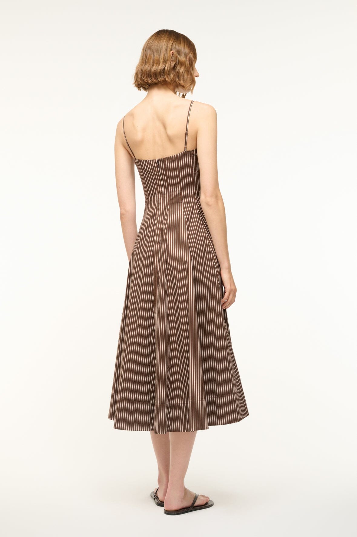 STAUD | Wylie Dress Dark Oak Micro Stripe