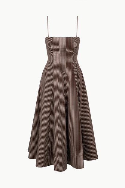 STAUD | Wylie Dress Dark Oak Micro Stripe