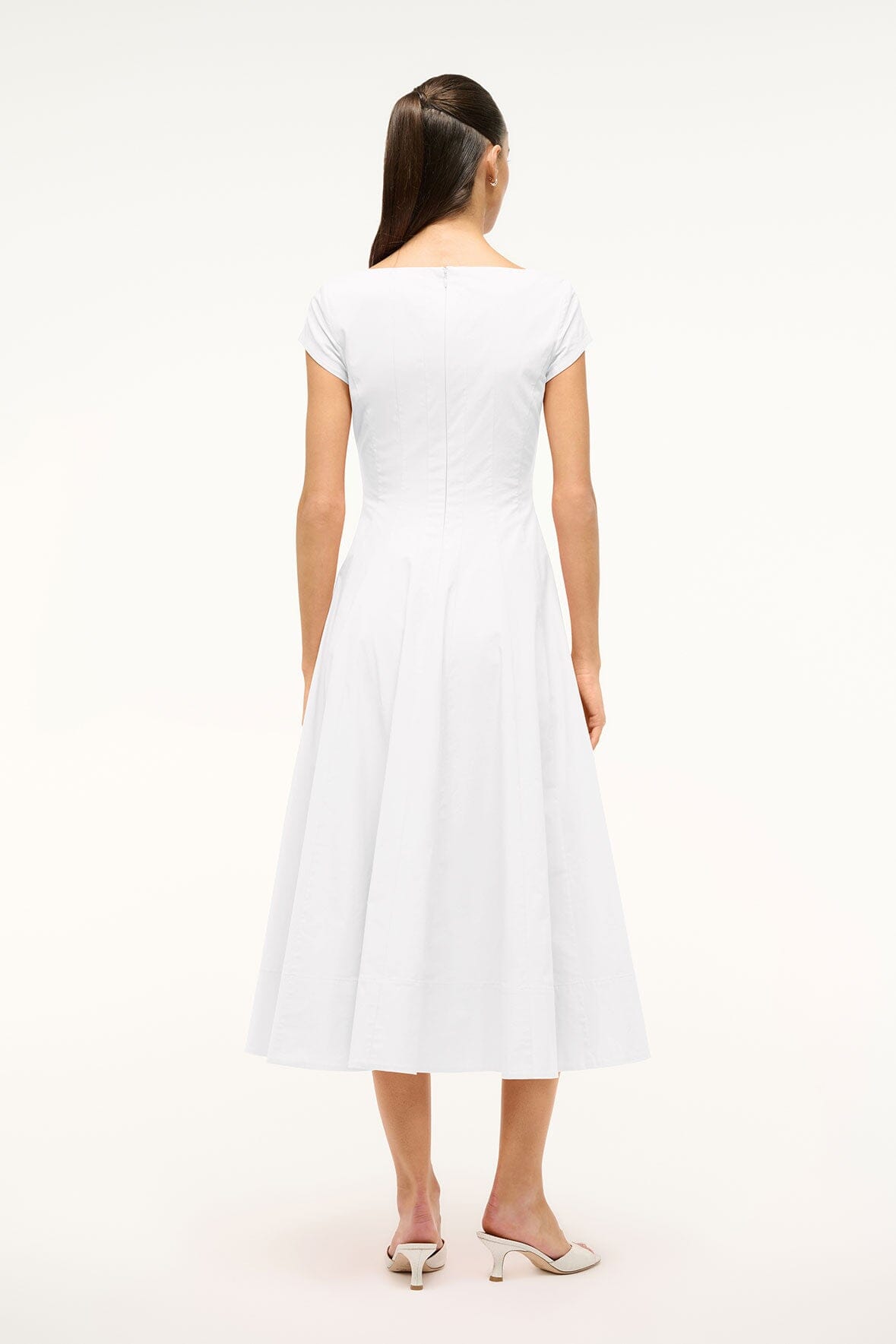 STAUD | Short Sleeve Wells Dress White