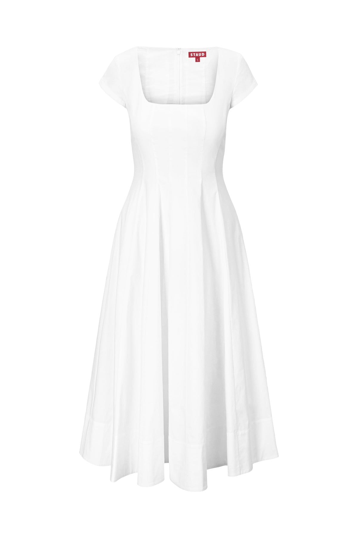 STAUD | Short Sleeve Wells Dress White