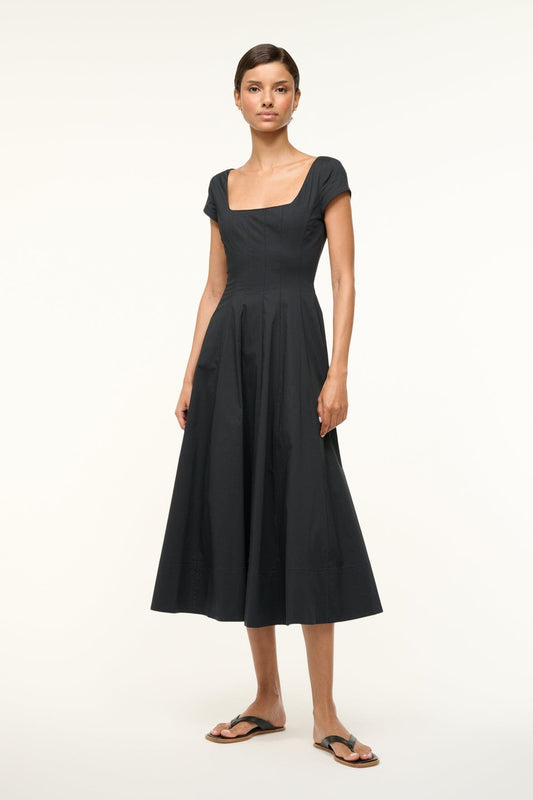 STAUD | Short Sleeve Wells Dress Black