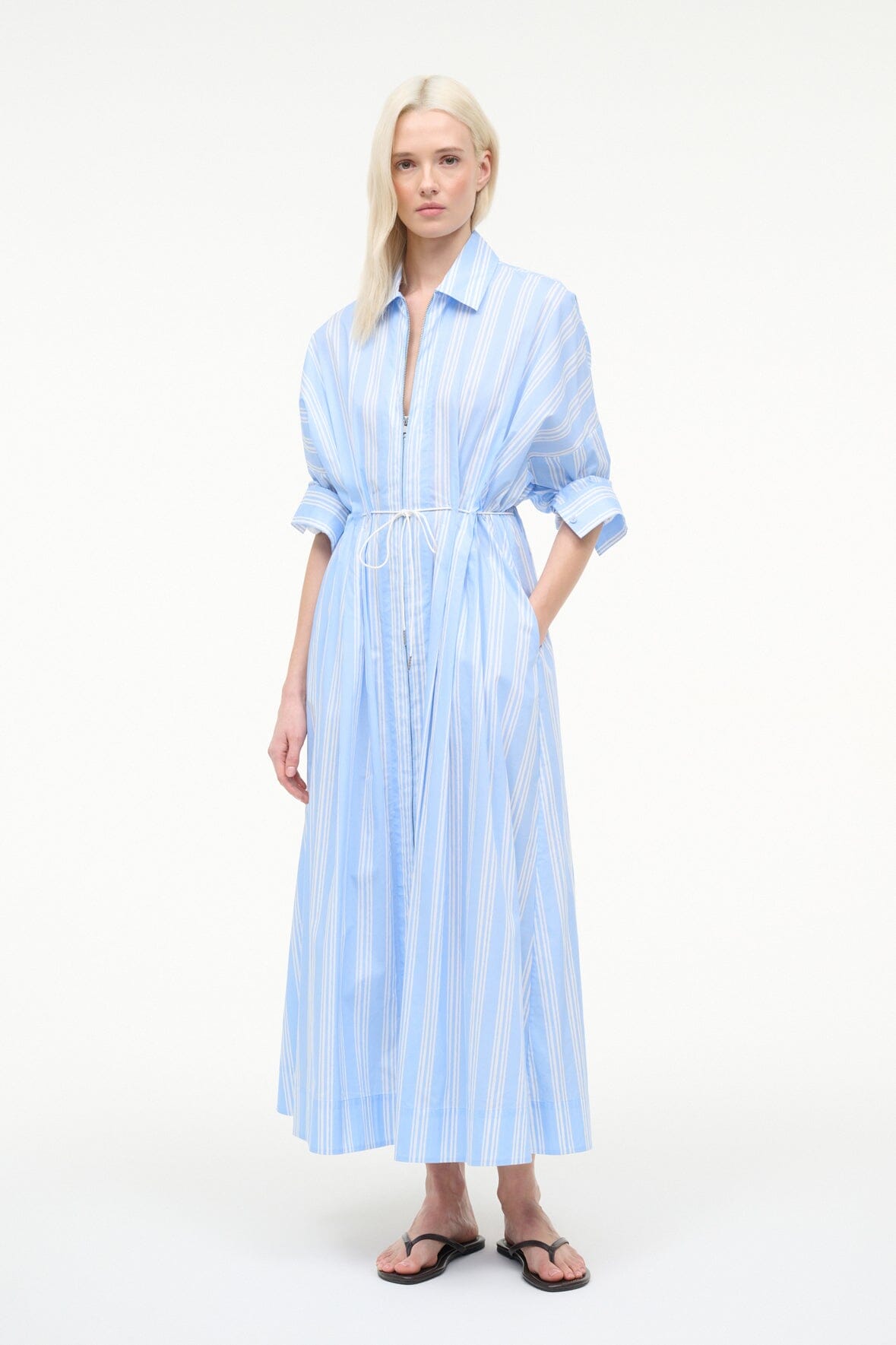 STAUD | Chi Midi Dress Ventura Stripe