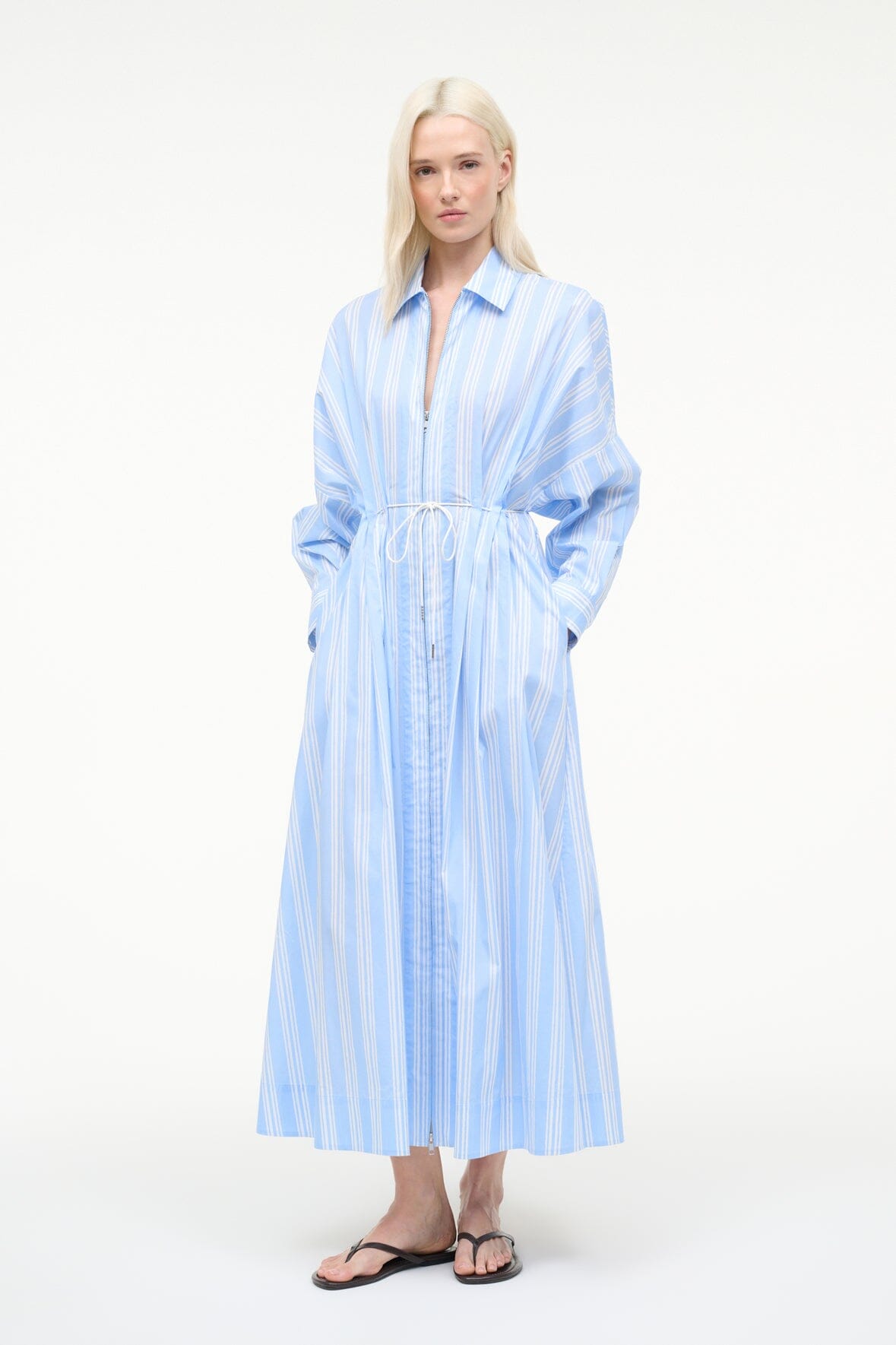 STAUD | Chi Midi Dress Ventura Stripe