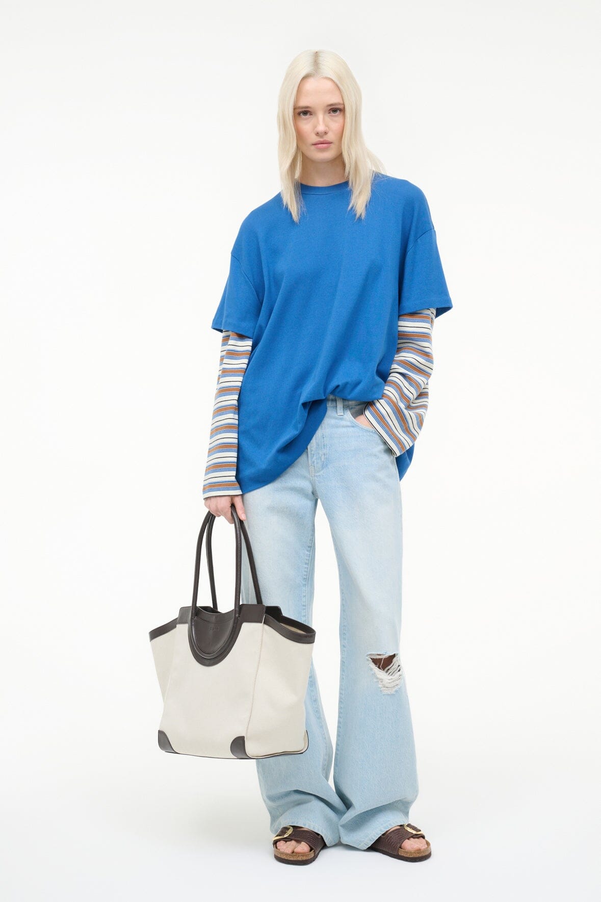 STAUD | William Tee Blue Mojave Stripe
