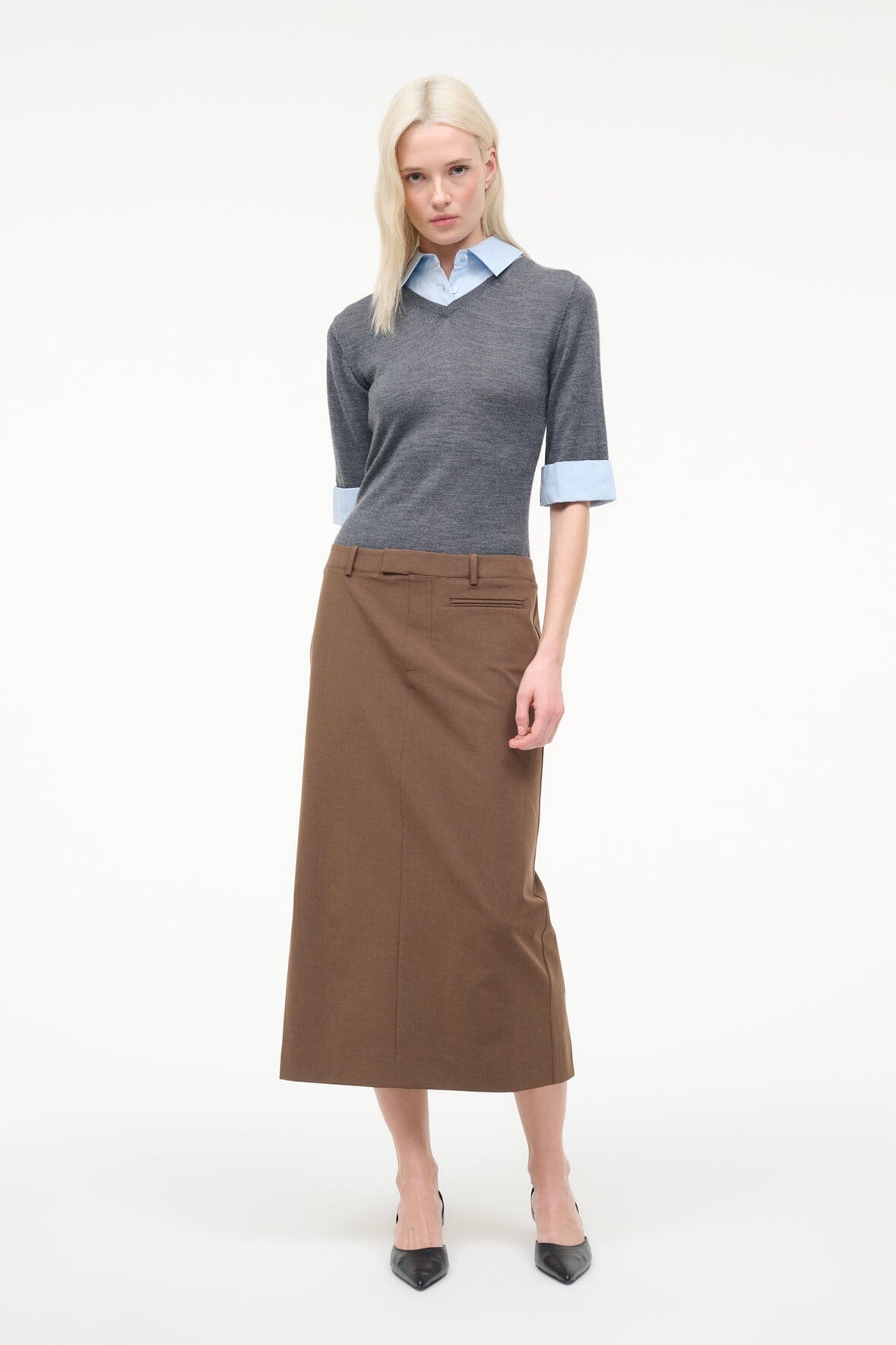 STAUD | Geo Dress Nutmeg Charcoal