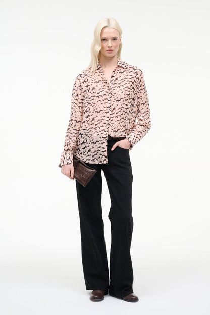 STAUD | Roxbury Silk Shirt Almond Black