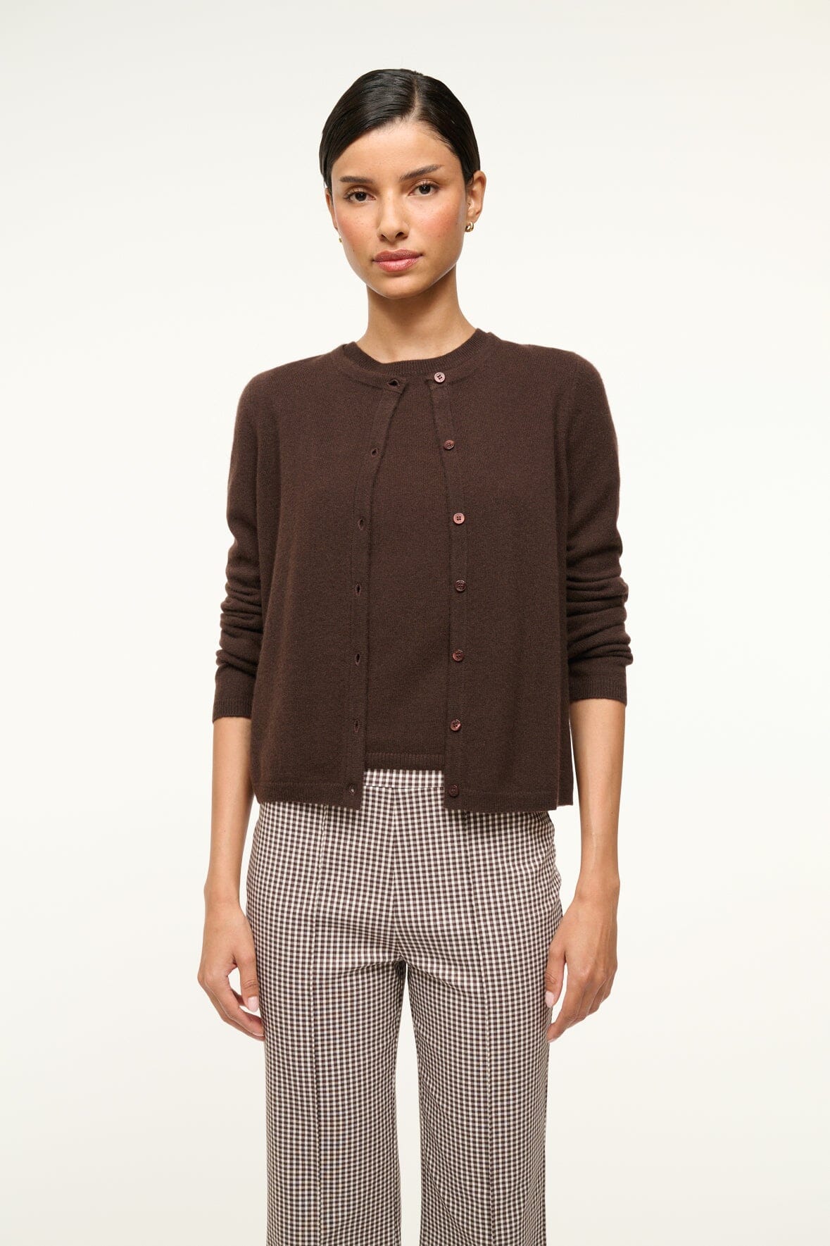 STAUD | Midnight Cashmere Cardigan Dark Chocolate