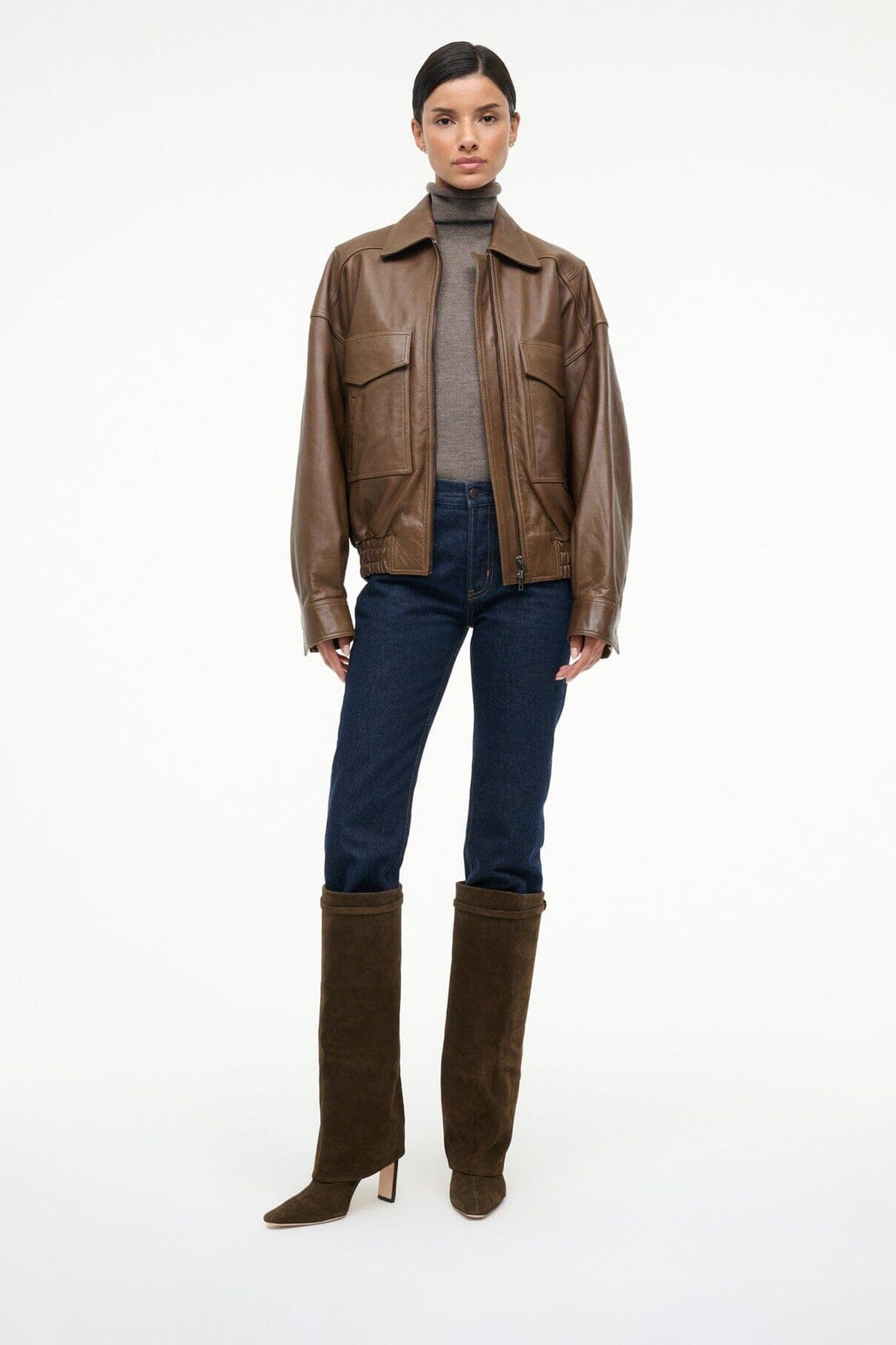 STAUD | Wally Foldover High Heel Boot Truffle