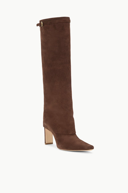 STAUD | Wally Foldover High Heel Boot Mahogany Suede