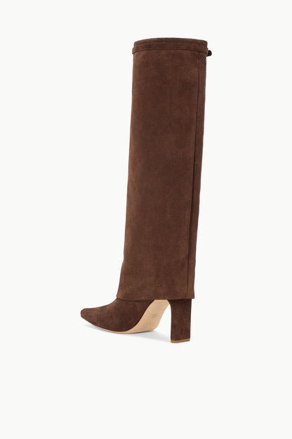 STAUD | Wally Foldover High Heel Boot Mahogany Suede